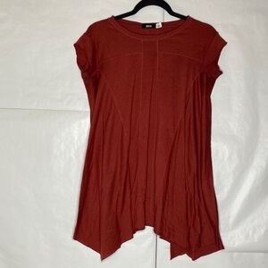 BDG Brick Red Cap Sleeve Asymmetrical Tunic